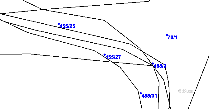 Parcela st. 455/27 v KÚ Pečičky, Katastrální mapa