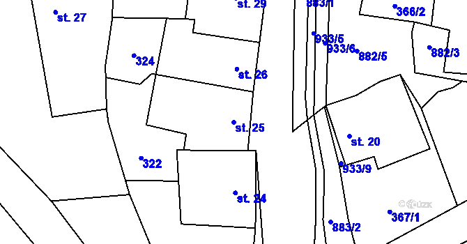 Parcela st. 25 v KÚ Pěčíkov, Katastrální mapa