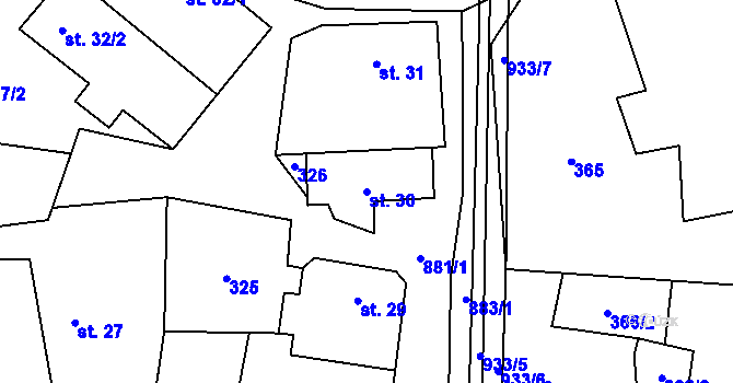 Parcela st. 30 v KÚ Pěčíkov, Katastrální mapa