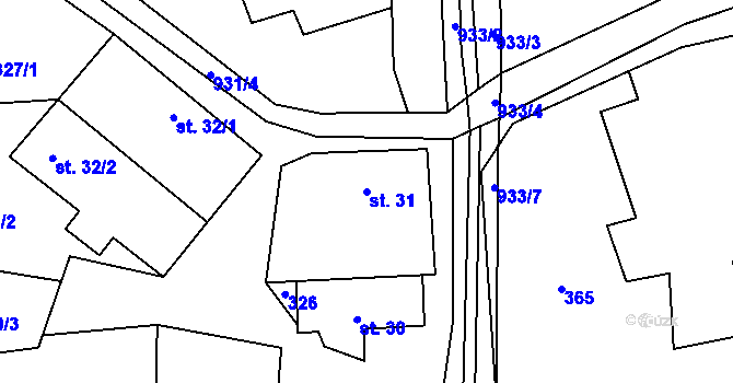 Parcela st. 31 v KÚ Pěčíkov, Katastrální mapa