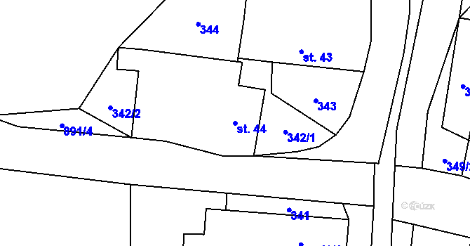 Parcela st. 44 v KÚ Pěčíkov, Katastrální mapa