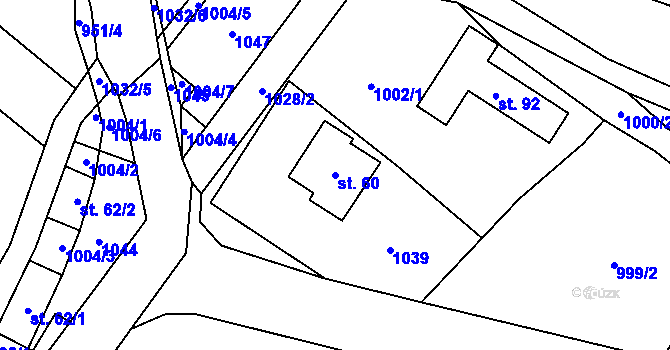 Parcela st. 60 v KÚ Pěčíkov, Katastrální mapa