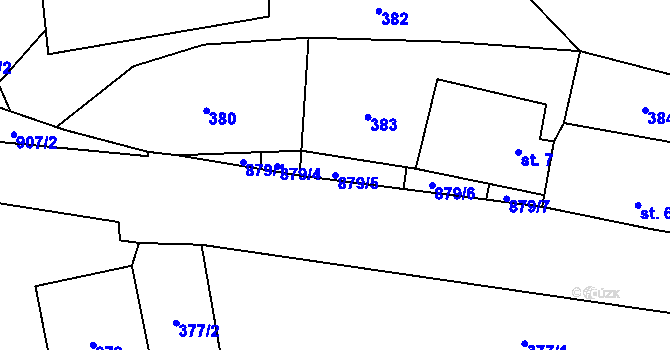 Parcela st. 879/5 v KÚ Pěčíkov, Katastrální mapa