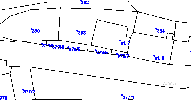 Parcela st. 879/6 v KÚ Pěčíkov, Katastrální mapa