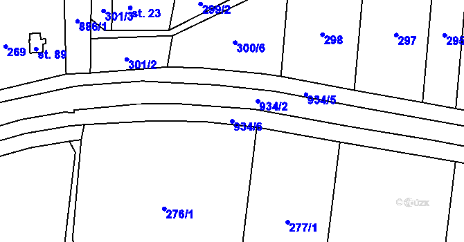Parcela st. 934/6 v KÚ Pěčíkov, Katastrální mapa