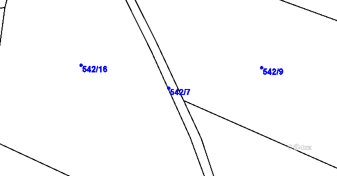 Parcela st. 542/7 v KÚ Pěčíkov, Katastrální mapa