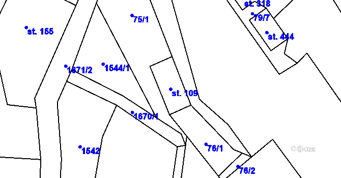 Parcela st. 109 v KÚ Pěčín u Rychnova nad Kněžnou, Katastrální mapa