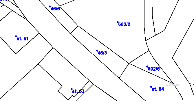 Parcela st. 46/3 v KÚ Pěčín u Rychnova nad Kněžnou, Katastrální mapa