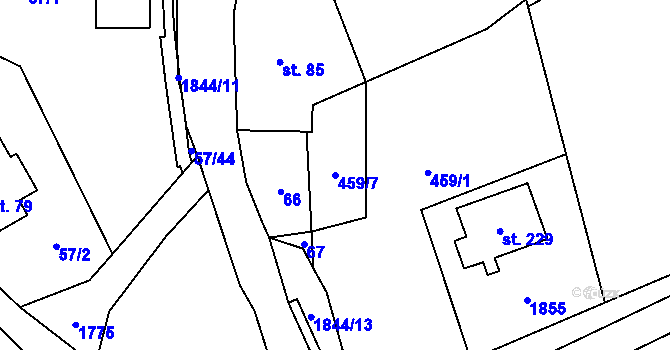 Parcela st. 459/7 v KÚ Pěčín u Rychnova nad Kněžnou, Katastrální mapa