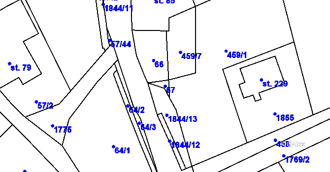 Parcela st. 67 v KÚ Pěčín u Rychnova nad Kněžnou, Katastrální mapa