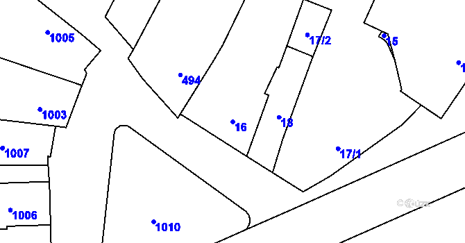 Parcela st. 16 v KÚ Pečky, Katastrální mapa