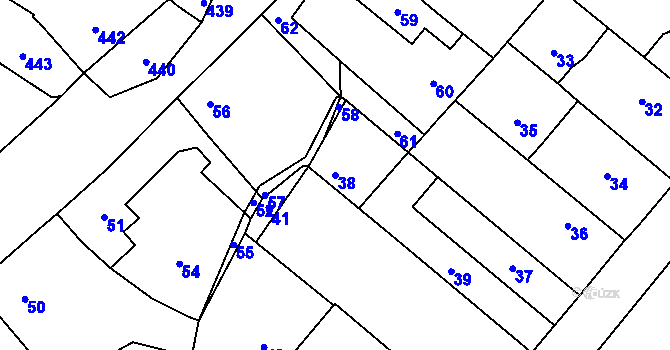 Parcela st. 38 v KÚ Pečky, Katastrální mapa