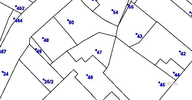 Parcela st. 47 v KÚ Pečky, Katastrální mapa
