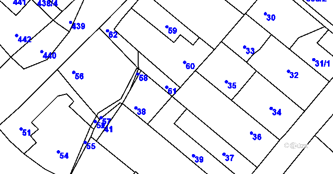 Parcela st. 61 v KÚ Pečky, Katastrální mapa
