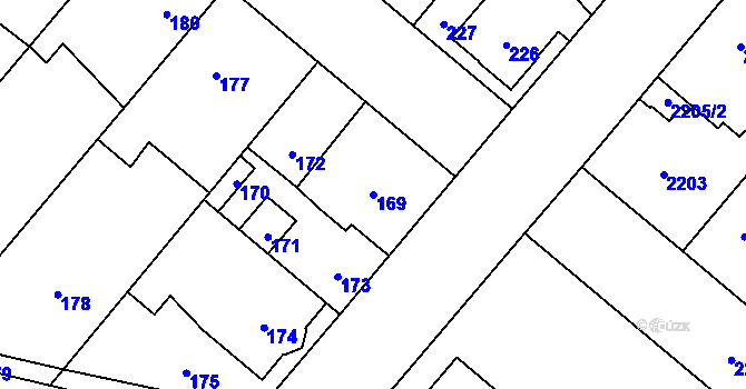 Parcela st. 169 v KÚ Pečky, Katastrální mapa