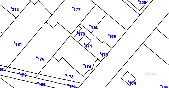 Parcela st. 171 v KÚ Pečky, Katastrální mapa
