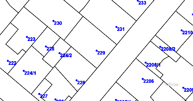 Parcela st. 229 v KÚ Pečky, Katastrální mapa