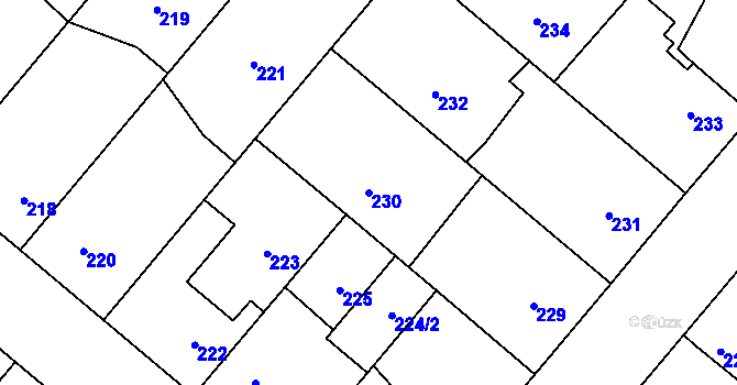 Parcela st. 230 v KÚ Pečky, Katastrální mapa