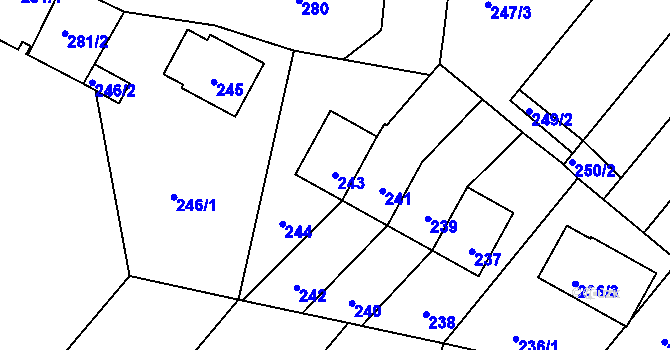 Parcela st. 243 v KÚ Pečky, Katastrální mapa