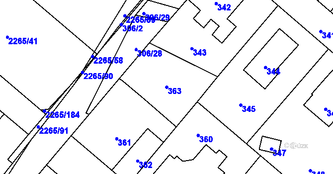 Parcela st. 363 v KÚ Pečky, Katastrální mapa