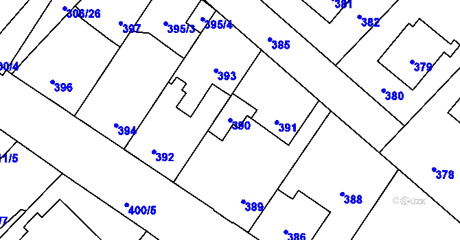Parcela st. 390 v KÚ Pečky, Katastrální mapa