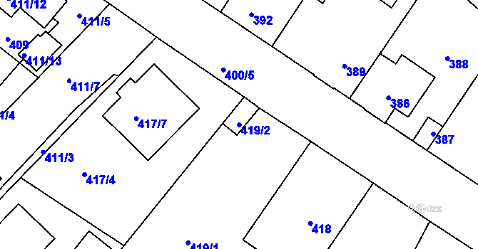Parcela st. 419/2 v KÚ Pečky, Katastrální mapa