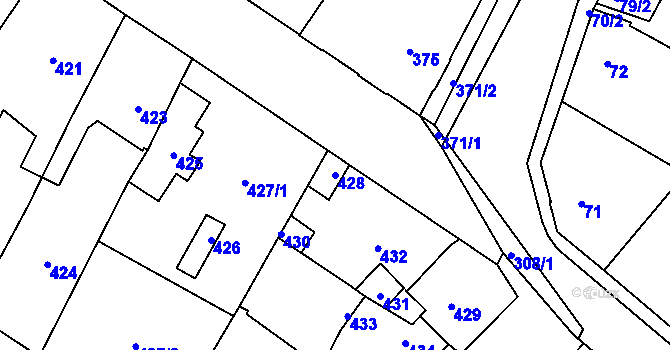 Parcela st. 428 v KÚ Pečky, Katastrální mapa