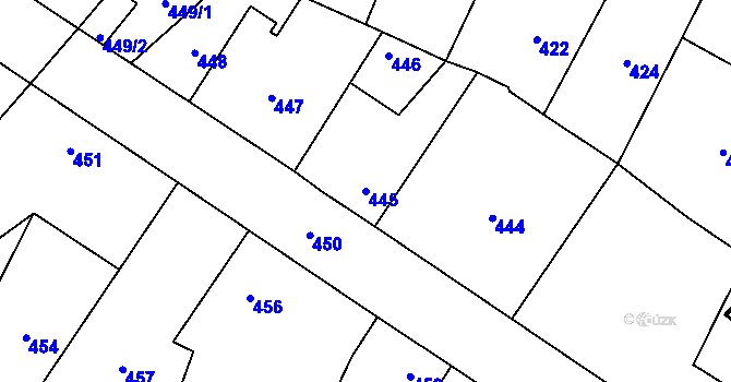 Parcela st. 445 v KÚ Pečky, Katastrální mapa