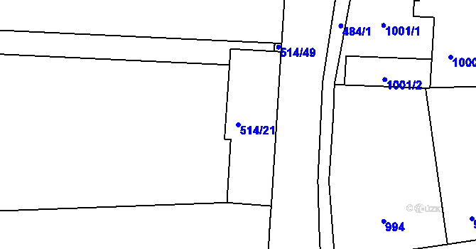 Parcela st. 514/21 v KÚ Pečky, Katastrální mapa