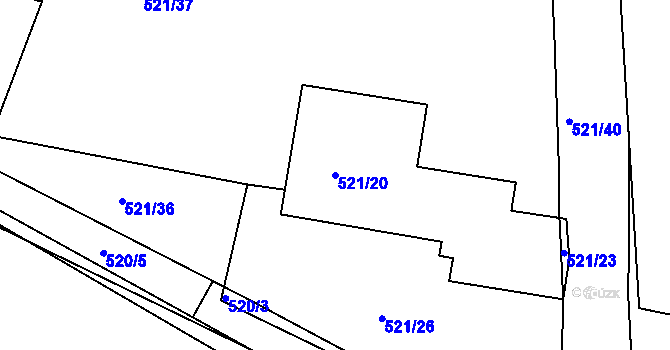 Parcela st. 521/20 v KÚ Pečky, Katastrální mapa
