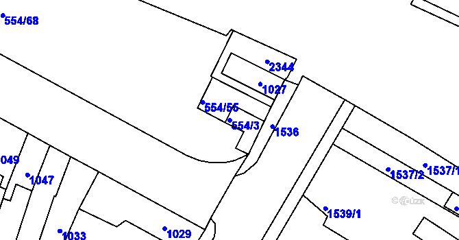 Parcela st. 554/3 v KÚ Pečky, Katastrální mapa