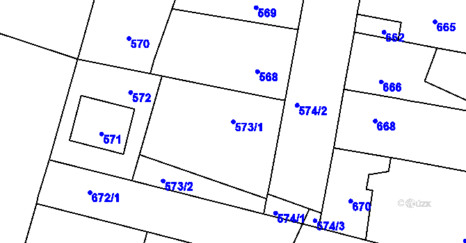 Parcela st. 573/1 v KÚ Pečky, Katastrální mapa