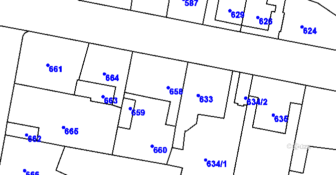 Parcela st. 658 v KÚ Pečky, Katastrální mapa