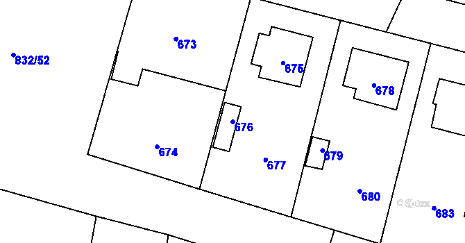 Parcela st. 676 v KÚ Pečky, Katastrální mapa