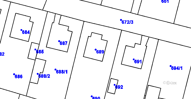 Parcela st. 689 v KÚ Pečky, Katastrální mapa