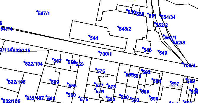 Parcela st. 700/1 v KÚ Pečky, Katastrální mapa