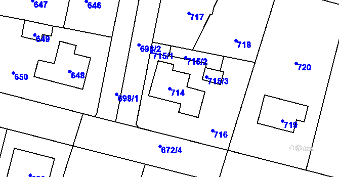 Parcela st. 714 v KÚ Pečky, Katastrální mapa
