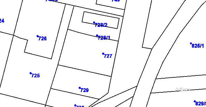 Parcela st. 727 v KÚ Pečky, Katastrální mapa