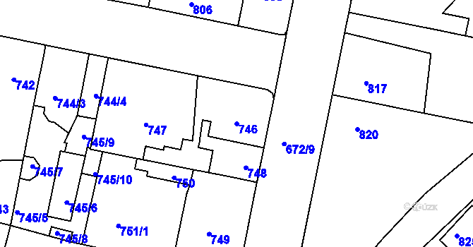 Parcela st. 746 v KÚ Pečky, Katastrální mapa