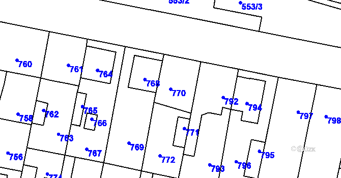 Parcela st. 770 v KÚ Pečky, Katastrální mapa