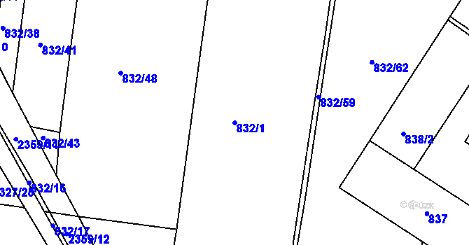 Parcela st. 832/1 v KÚ Pečky, Katastrální mapa