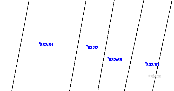 Parcela st. 832/2 v KÚ Pečky, Katastrální mapa