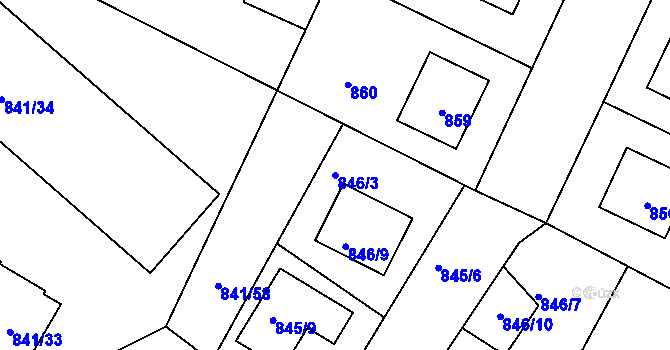 Parcela st. 846/3 v KÚ Pečky, Katastrální mapa