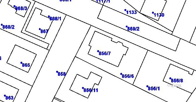 Parcela st. 856/7 v KÚ Pečky, Katastrální mapa