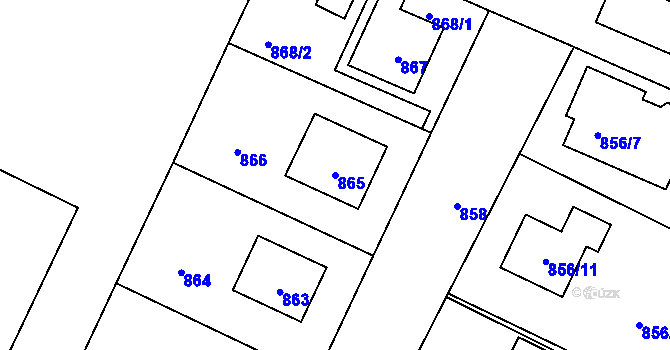Parcela st. 865 v KÚ Pečky, Katastrální mapa