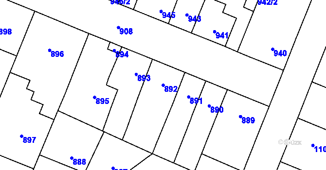 Parcela st. 892 v KÚ Pečky, Katastrální mapa