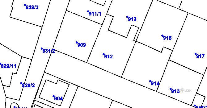 Parcela st. 912 v KÚ Pečky, Katastrální mapa