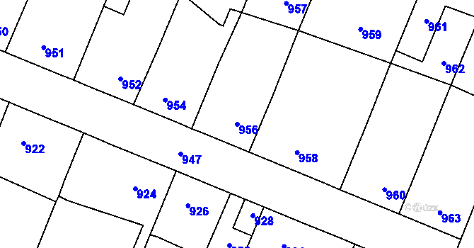 Parcela st. 956 v KÚ Pečky, Katastrální mapa