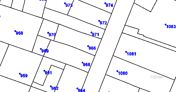 Parcela st. 966 v KÚ Pečky, Katastrální mapa