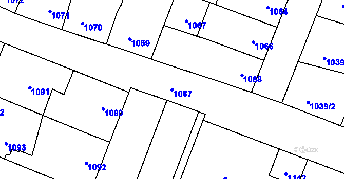 Parcela st. 1087 v KÚ Pečky, Katastrální mapa